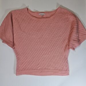 New York &‎ Company Sweater Womens Small Coral Sparkly Batwing Sleeve Preppy Top